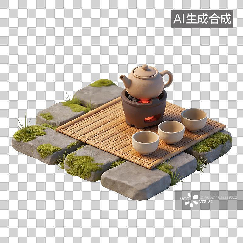 【AI数字艺术】煮茶喝茶插画图片素材