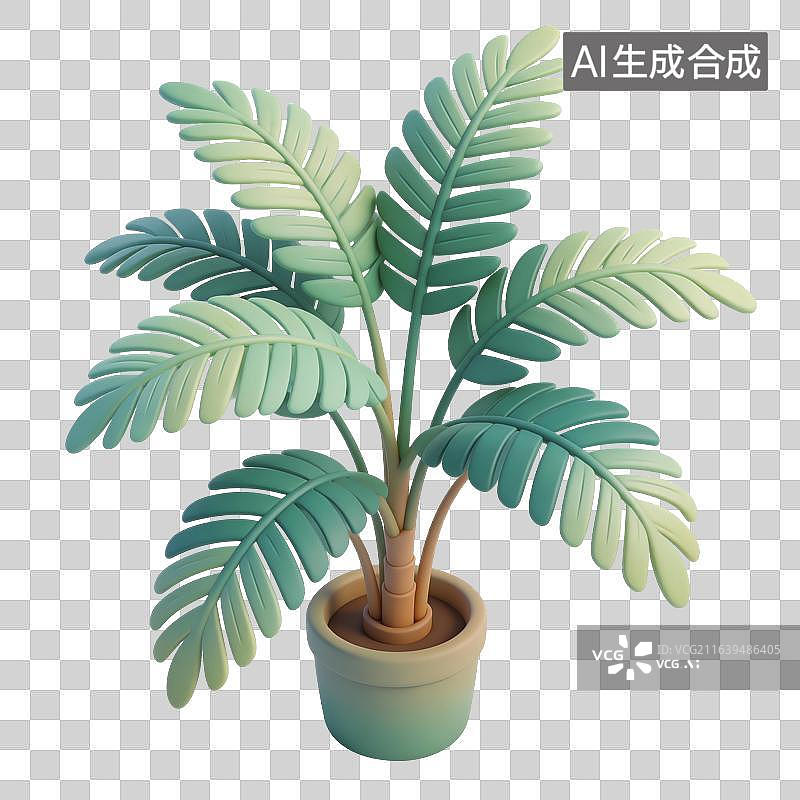 【AI数字艺术】散尾葵绿植盆栽插画图片素材