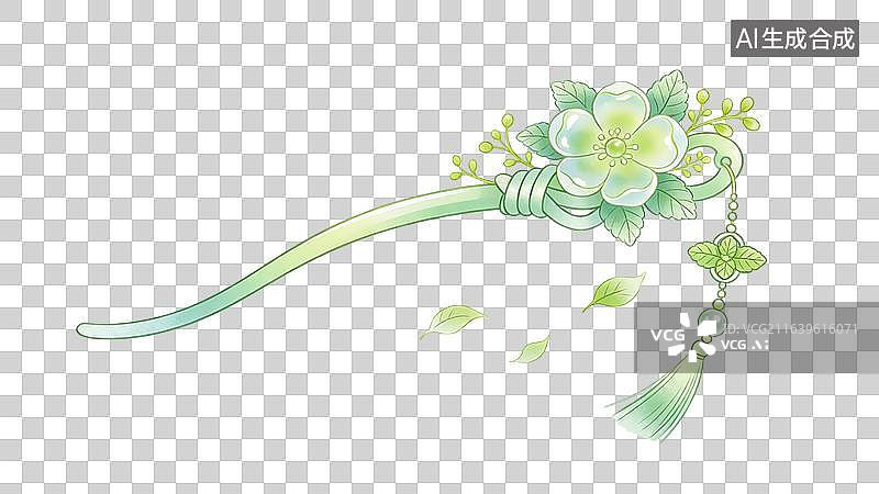 【AI数字艺术】国风古风中式植物花卉步摇发簪图片素材