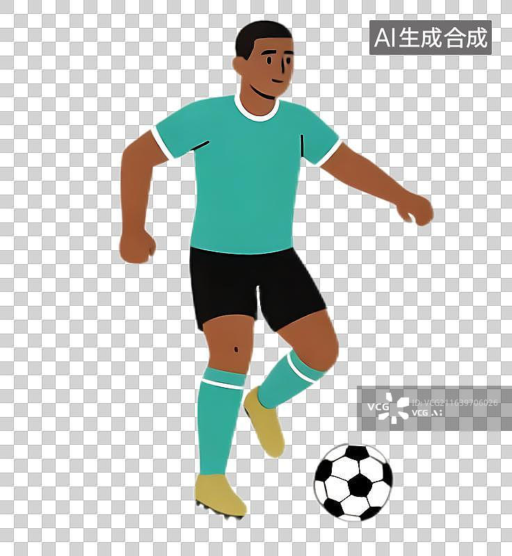 【AI数字艺术】扁平矢量插画，简约男性足球运动员动作合集图片素材