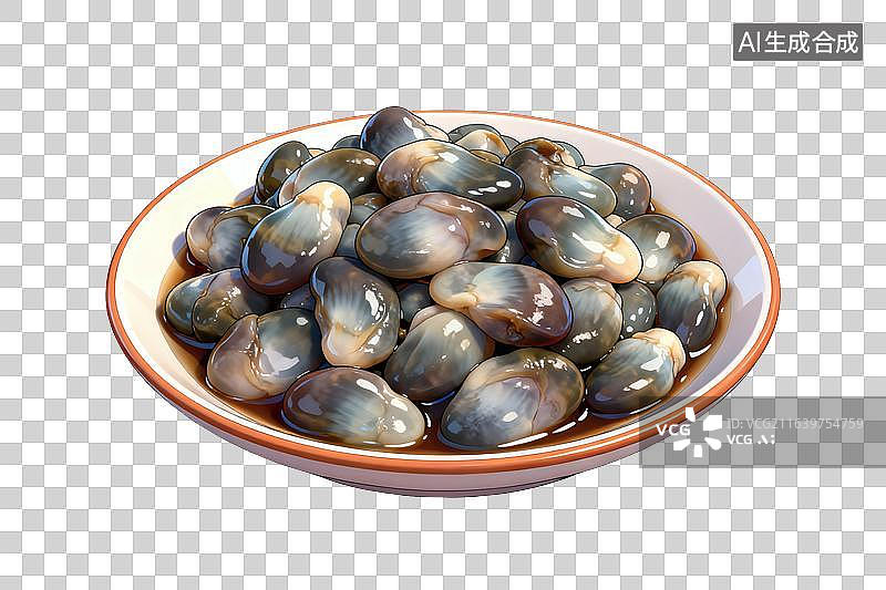 【AI数字艺术】卡通风格，一小碟美味的下饭菜，泥螺PNG格式的免扣元素图片素材