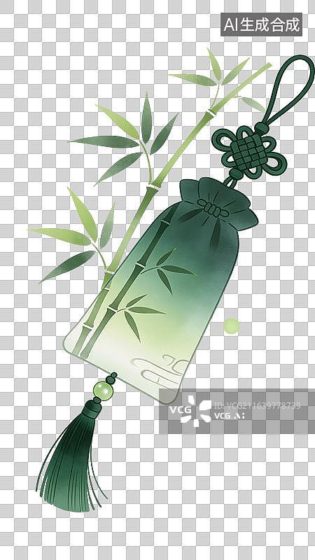 【AI数字艺术】国风古风中式竹子植物花草香囊图片素材