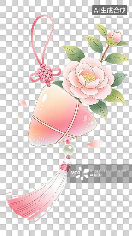 【AI数字艺术】国风古风中式植物牡丹花花草香囊图片素材