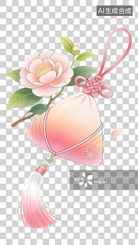 【AI数字艺术】国风古风中式植物牡丹花花草香囊图片素材