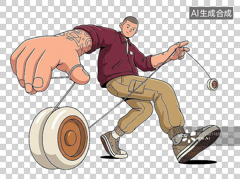 【AI数字艺术】男子正在表演花式悠悠球技巧动作图片素材