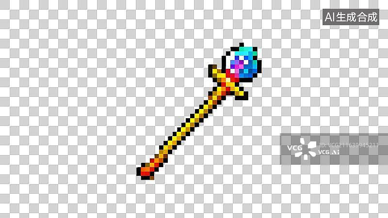 【AI数字艺术】像素风格魔法权杖特写图片素材