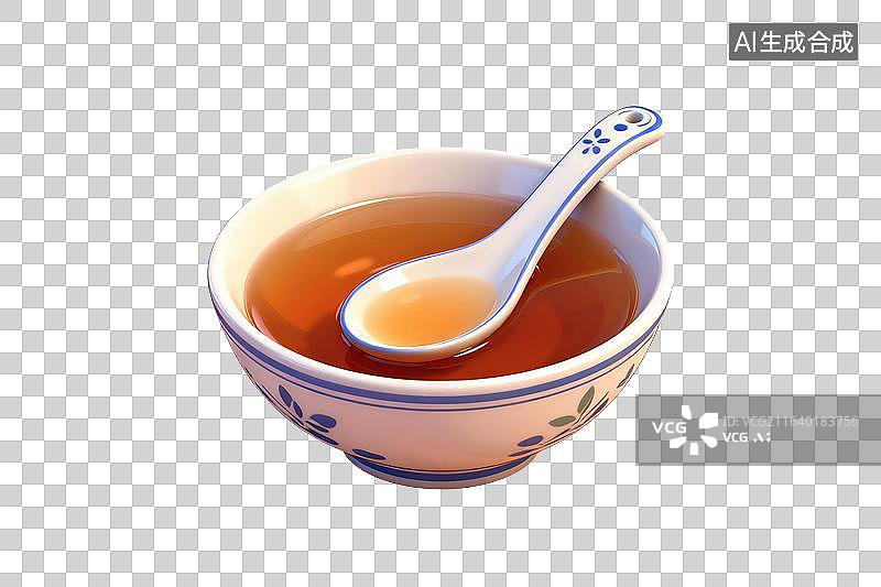 【AI数字艺术】卡通风格，一碗凉茶PNG格式的免扣元素图片素材