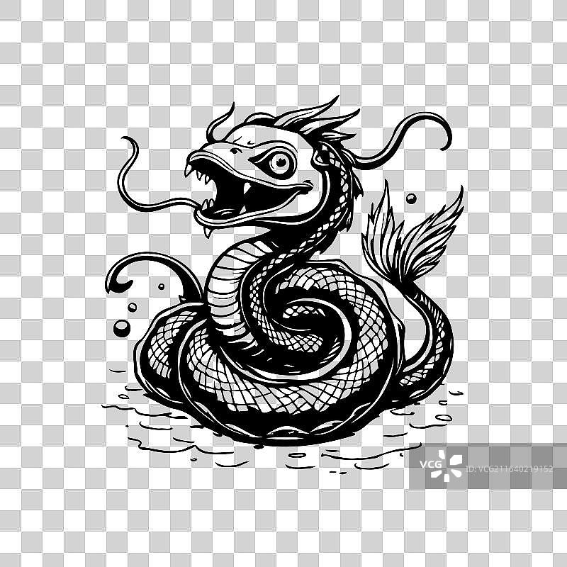 奇幻的海蛇，身体盘旋着图片素材
