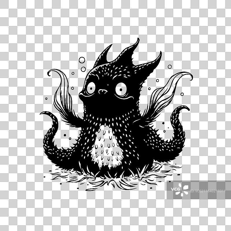 长着角的奇特海洋生物图片素材