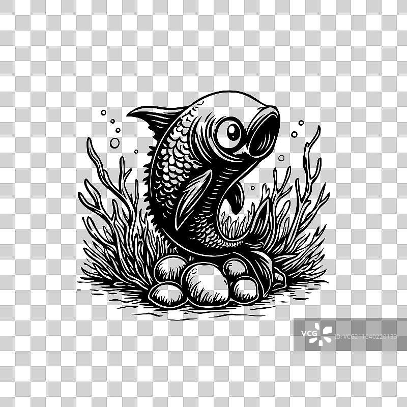 卡通鱼类水生生物概念图片素材