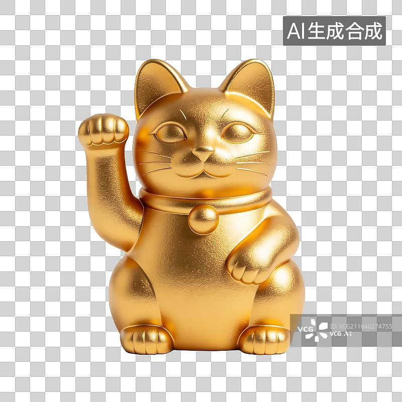 【AI数字艺术】金色招财猫摆件图片素材