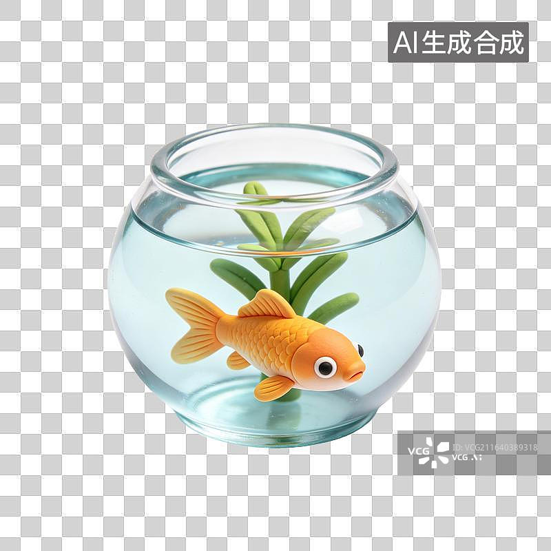 【AI数字艺术】国风软陶锦鲤玻璃鱼缸摆件图片素材