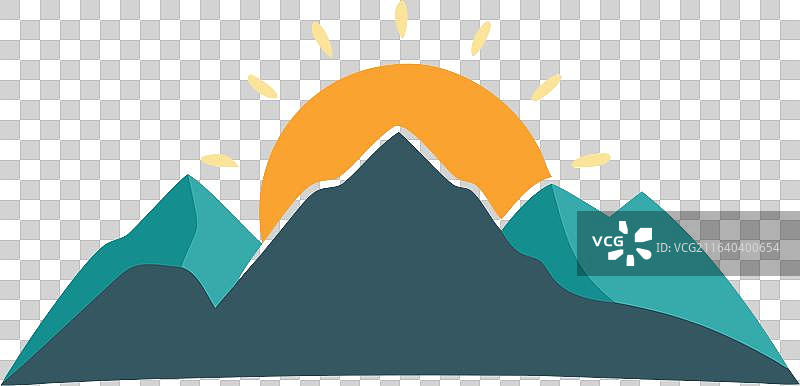 日出东方，绿意盎然的山峦风光设计图片素材
