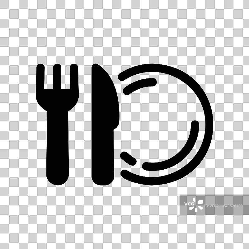 优雅的餐具图标，包括盘子和叉子图片素材