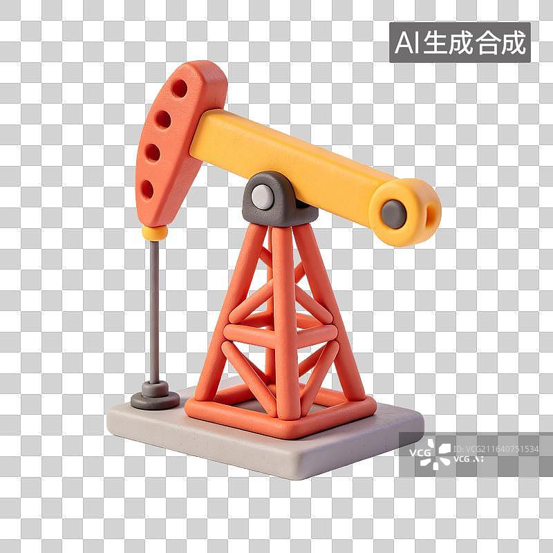 【AI数字艺术】Q版黏土风格抽油机模型图片素材