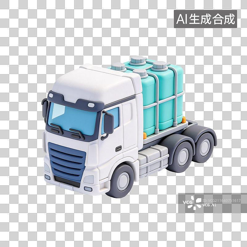 【AI数字艺术】Q版货运油罐卡车模型图片素材