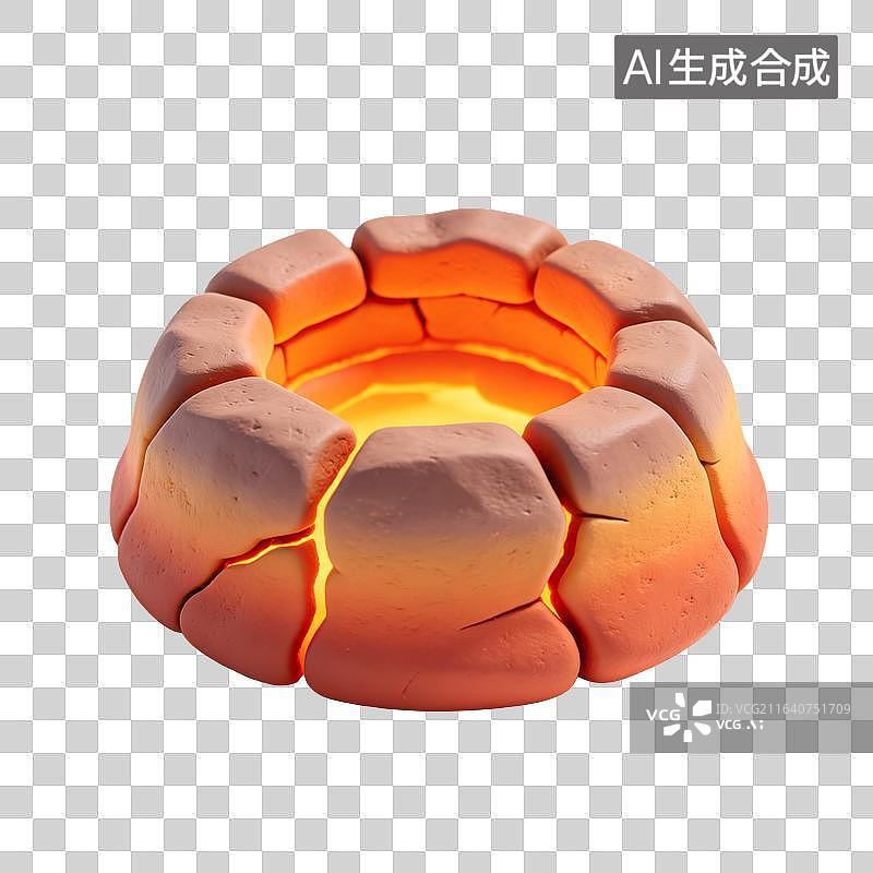 【AI数字艺术】国风黏土石砌篝火台摆件图片素材