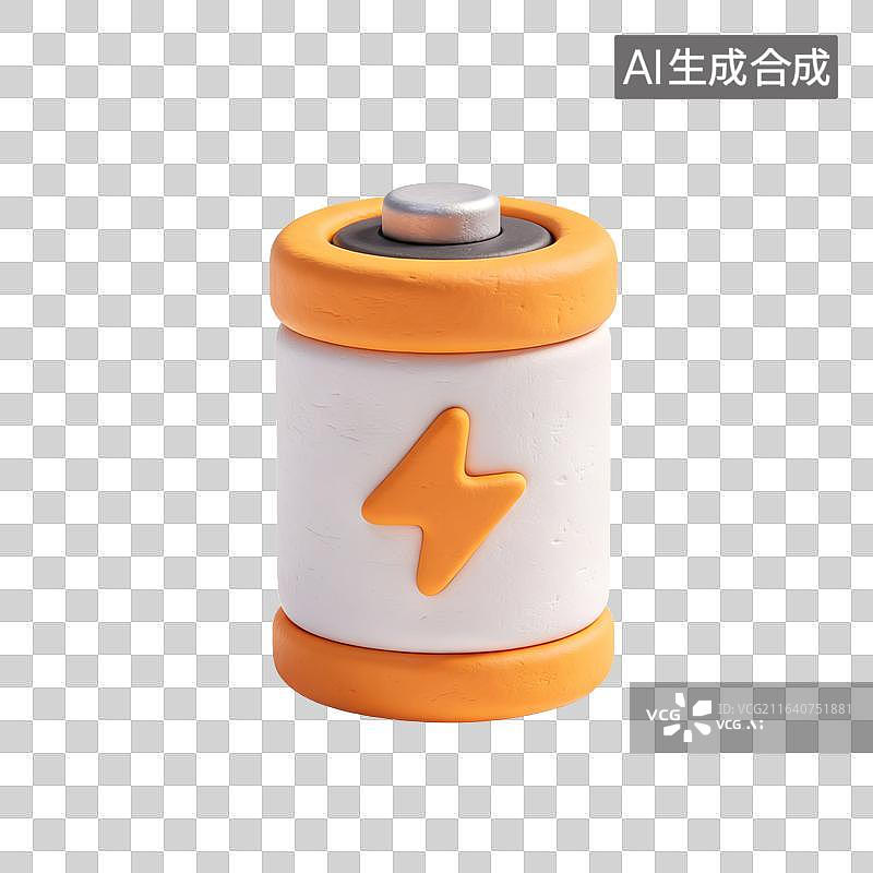 【AI数字艺术】软泥质感卡通充电电池图标图片素材