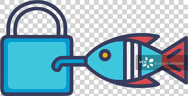 带鱼形图标设计的挂锁，生成式人工智能图片素材