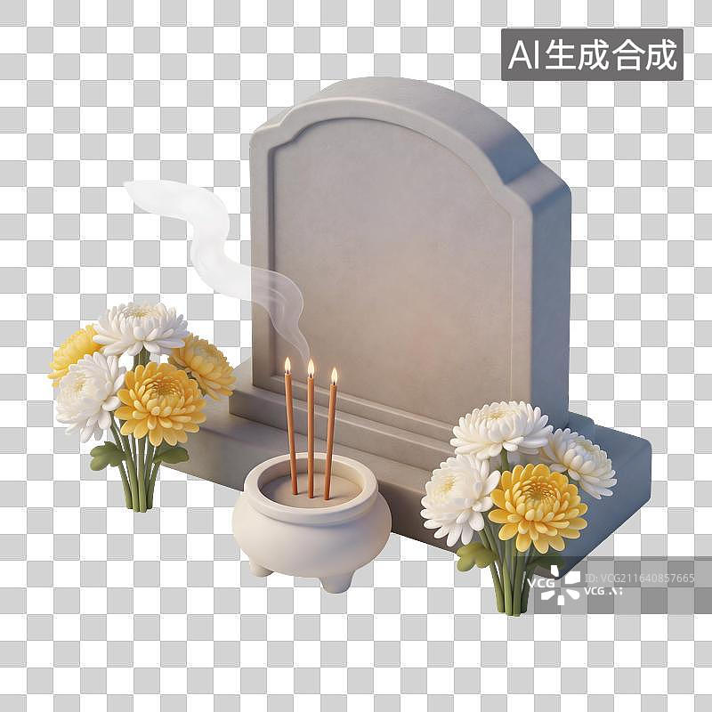 【AI数字艺术】清明扫墓插画图片素材