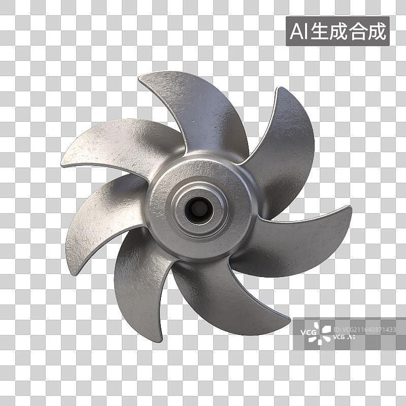 【AI数字艺术】银色金属涡流叶轮零件图片素材