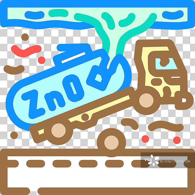 翻覆的卡车正在向当地溪流泄漏氧化锌图片素材