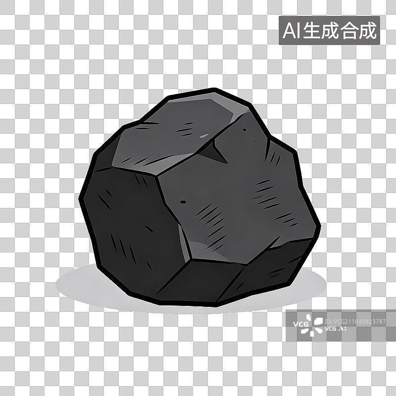 【AI数字艺术】手绘卡通黑灰几何岩石矿石图片素材