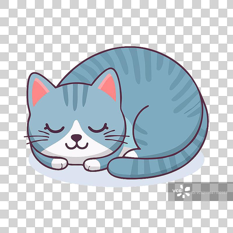 一只闭着眼睛睡觉的蓝色虎斑猫图片素材
