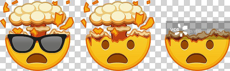 爆炸头震惊表情三件套图片素材