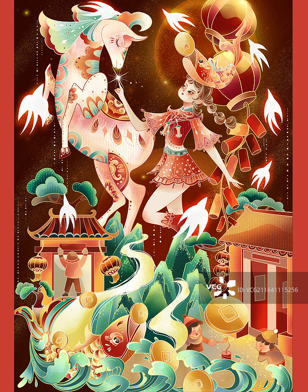 国风插画|马年大吉图片素材