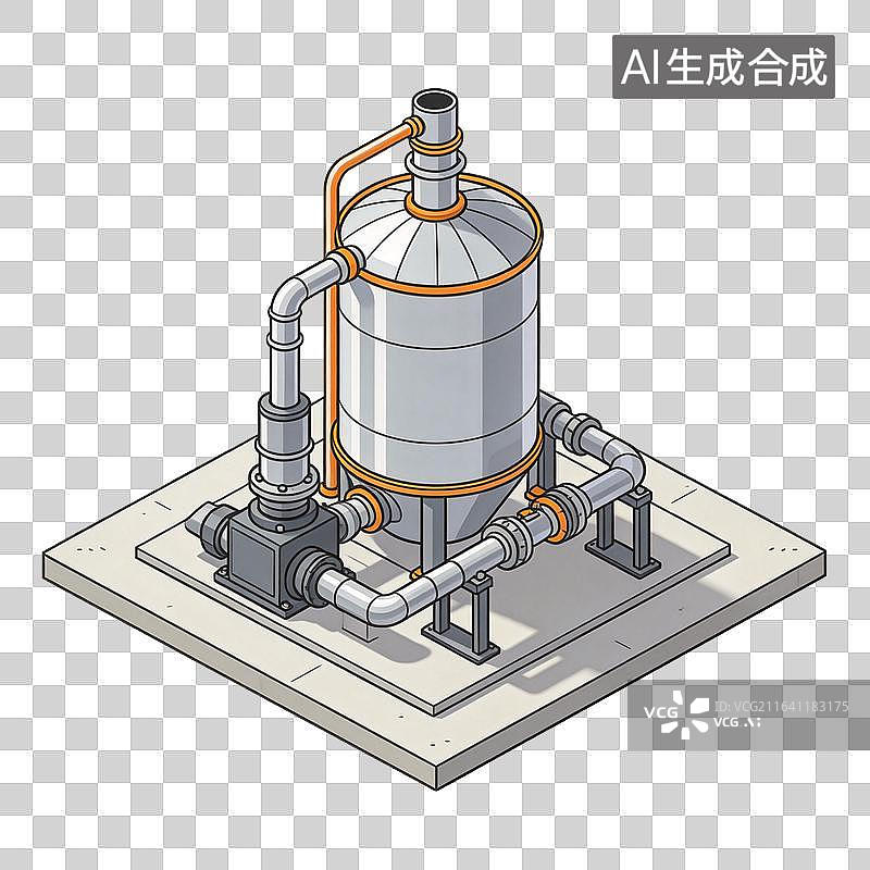 【AI数字艺术】等距视角工业储水过滤设备装置图片素材