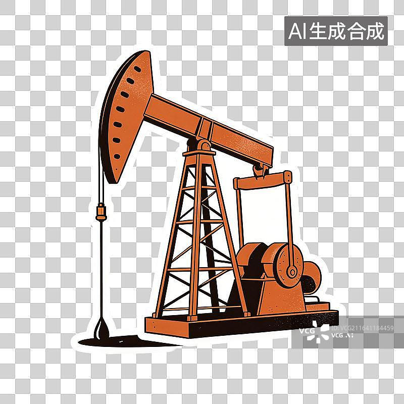 【AI数字艺术】卡通抽油机石油开采工业插画图片素材