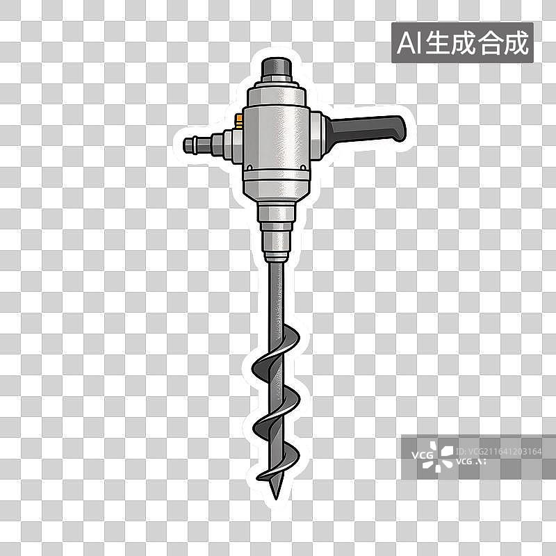 【AI数字艺术】卡通工业风凿岩机工具贴纸图案图片素材