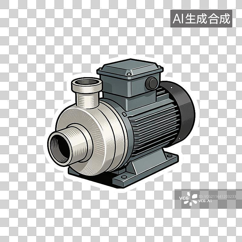 【AI数字艺术】卡通工业离心泵设备插画贴纸图片素材