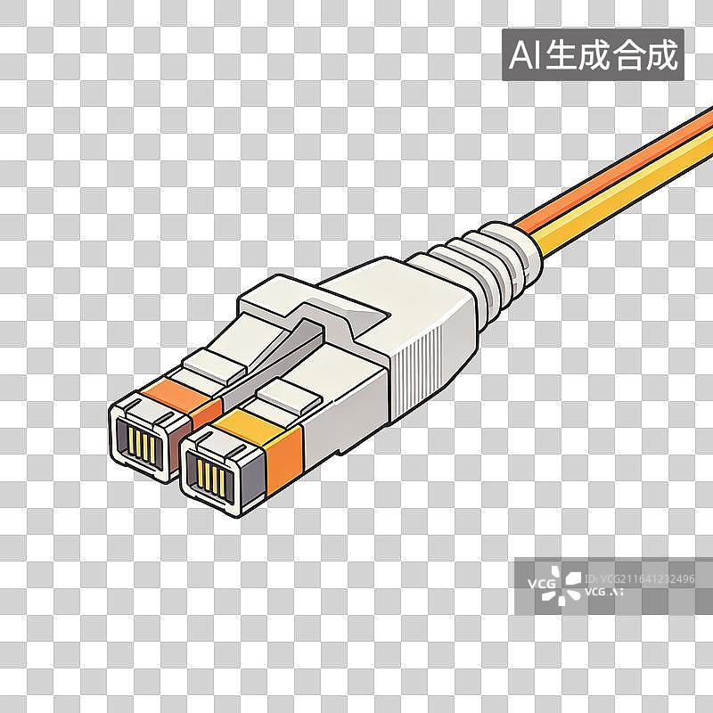 【AI数字艺术】卡通手绘双网线水晶头数码配件图片素材