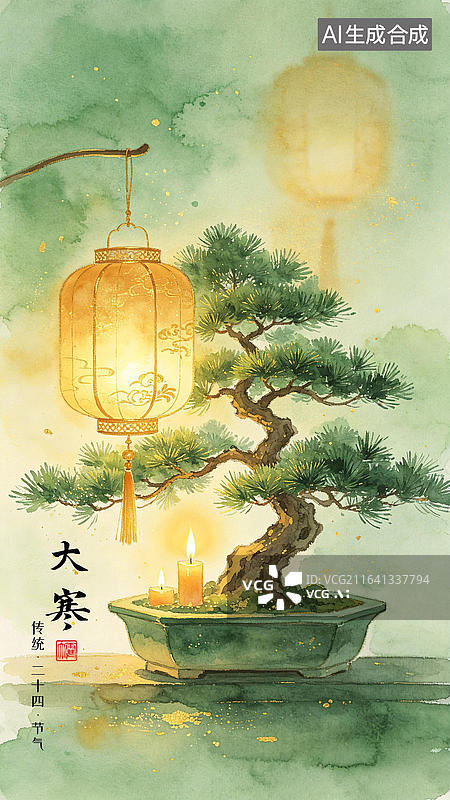 【AI数字艺术】国风水彩二十四节气插画图片素材