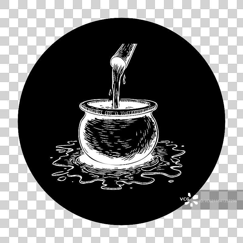 一个魔法坩埚中正在熬制的强效药水图片素材