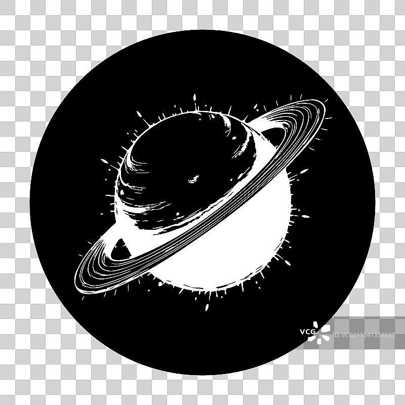 土星的优雅黑白影像图片素材