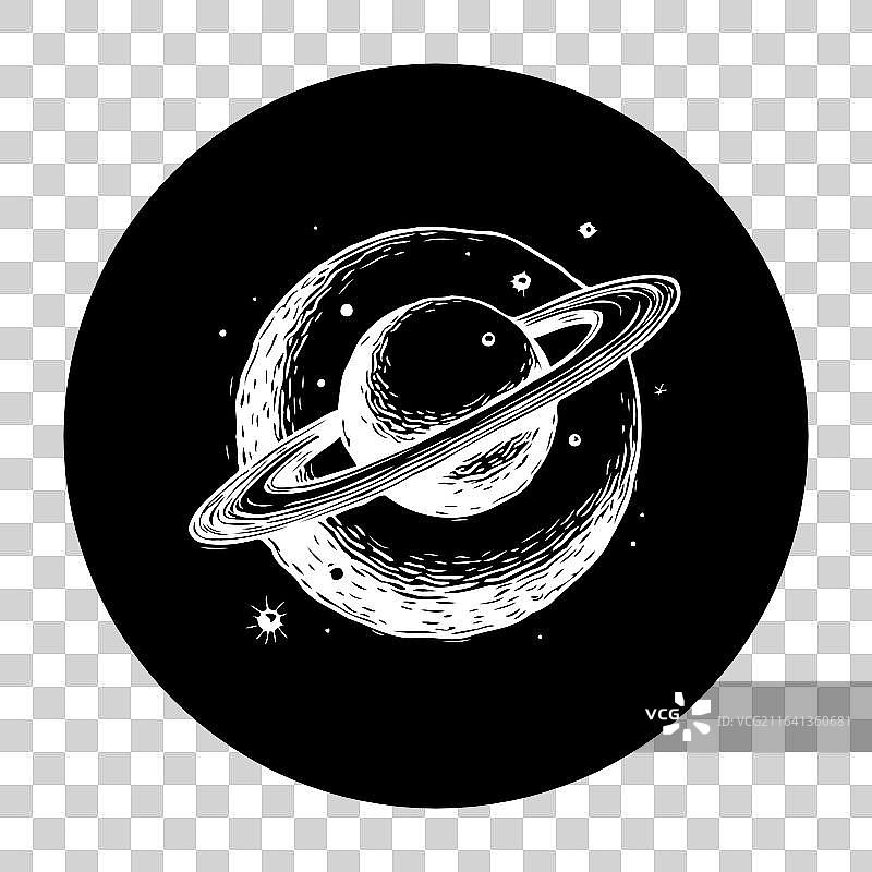 描绘土星及其显著特征的优雅行星图片素材