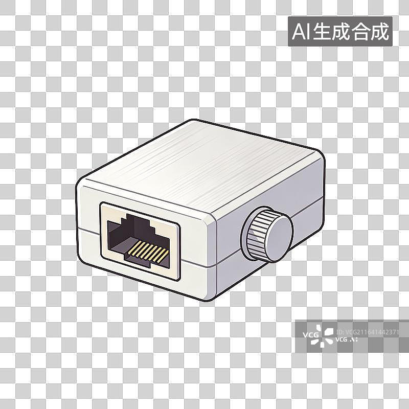 【AI数字艺术】手绘卡通网线转接头网络配件设备图片素材