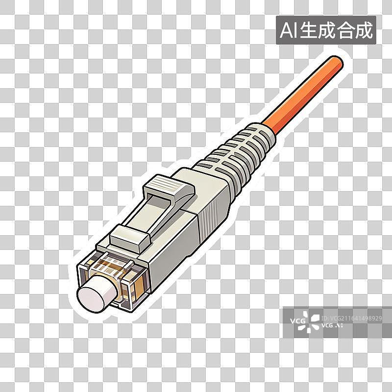 【AI数字艺术】卡通贴纸风格光纤水晶接头图示图片素材