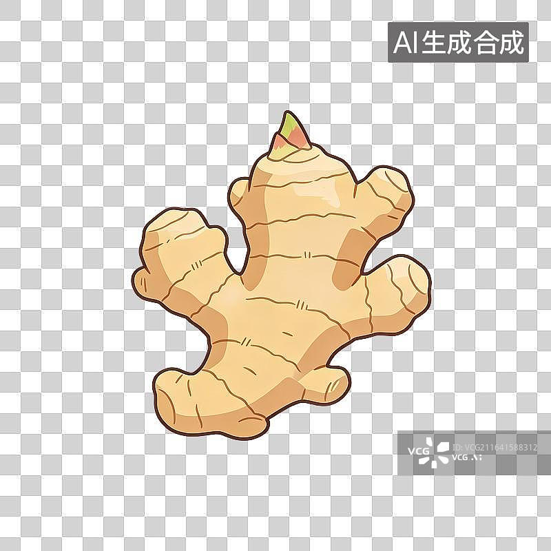【AI数字艺术】卡通手绘生鲜生姜食材插画图片素材