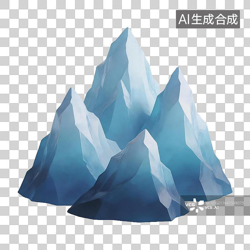 【AI数字艺术】蓝色冰山几何造型图片素材