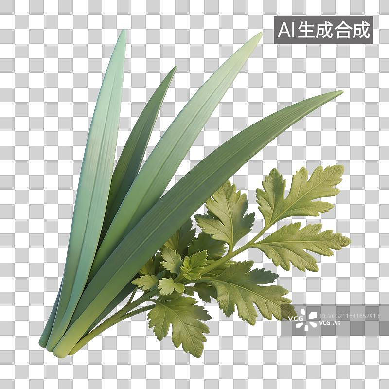 【AI数字艺术】艾草菖蒲植物插画图片素材