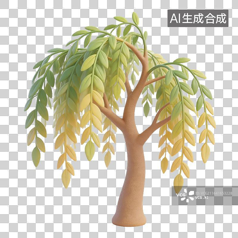【AI数字艺术】柳树插画图片素材