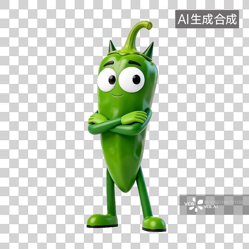 【AI数字艺术】可爱卡通绿辣椒拟人形象图片素材