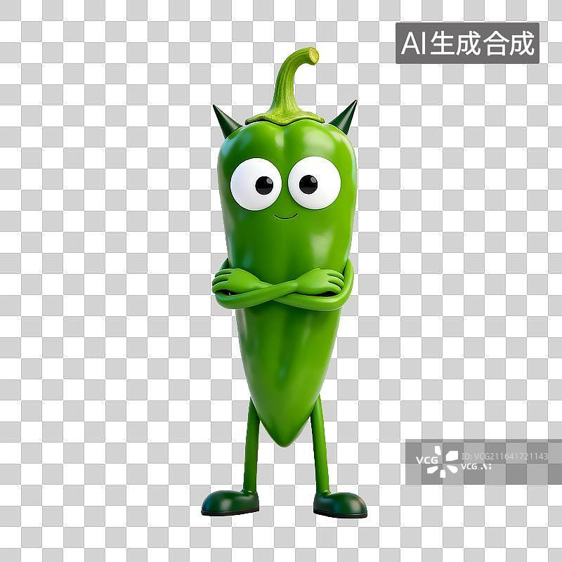 【AI数字艺术】可爱卡通绿辣椒拟人形象图片素材