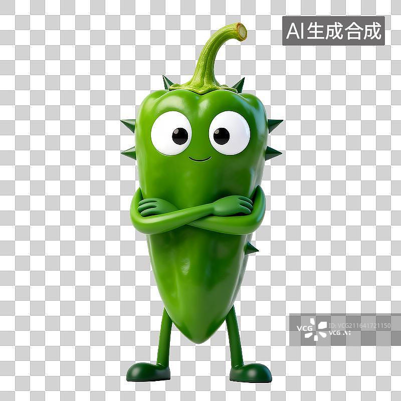 【AI数字艺术】可爱卡通绿辣椒拟人形象图片素材