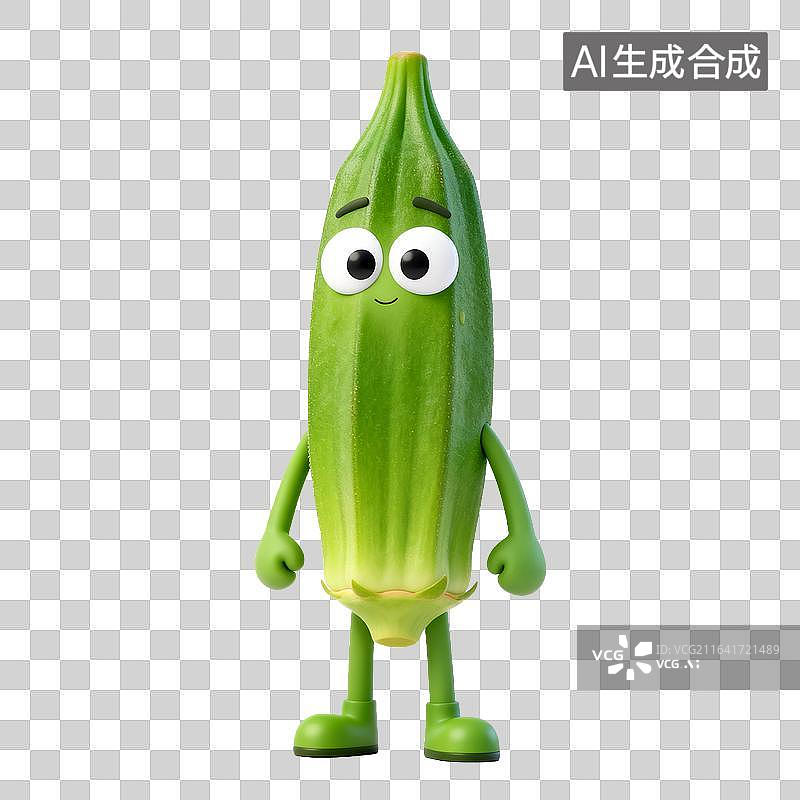 【AI数字艺术】可爱秋葵卡通角色形象图片素材