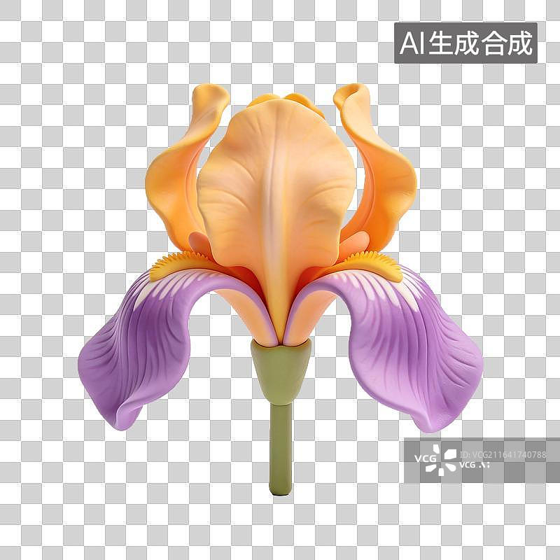 【AI数字艺术】国风质感橙紫鸢尾花立体花卉造型图片素材